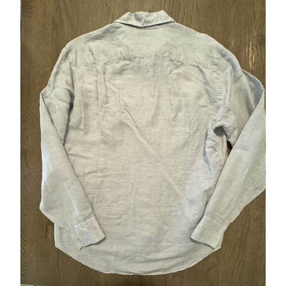 Eleventy Platinum Men Large Gray Linen Cotton Blend Italy Button Down Shirt - Picture 11 of 13